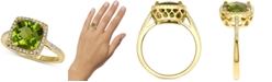 Macy's Peridot (3 ct. t.w.) & Diamond (1/5 ct. t.w.) Halo Ring in 14k Gold